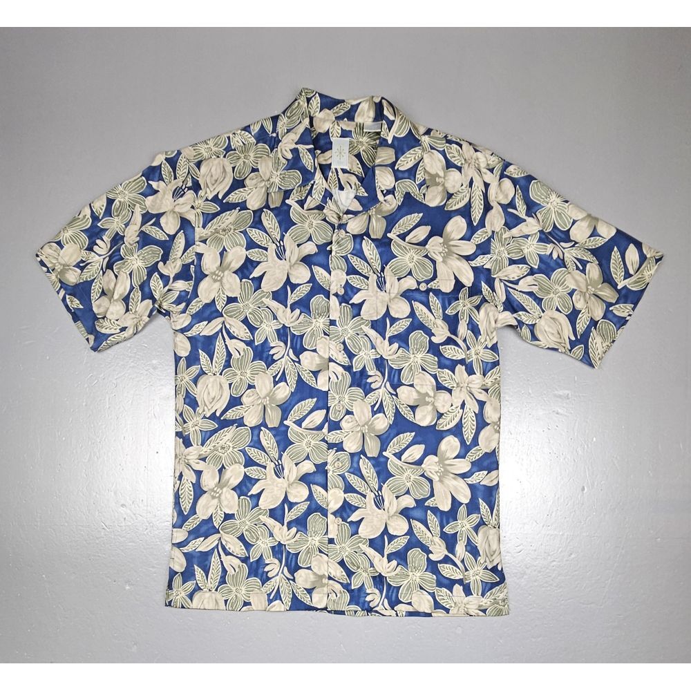 Bumka Bibas Button Up Shirt Mens Small. Hawaiian Floral Print Silk Short Sleeve.
